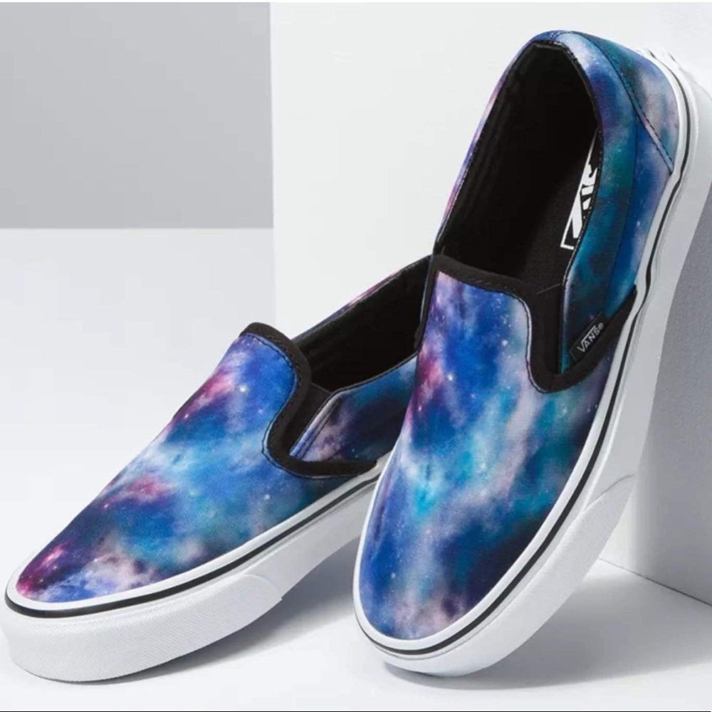 Vans Galaxy Print Slip-On Sneakers - Blue and Purple